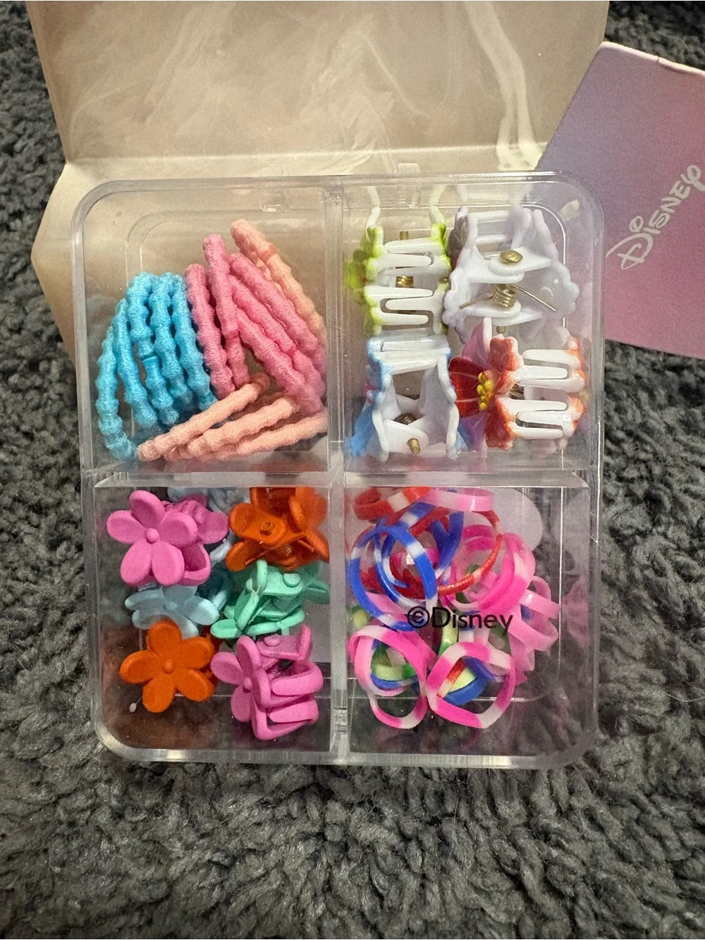 NWT Disney’s Disney Princess Hair Claw Clips, Rubber-bands, and hair ties box